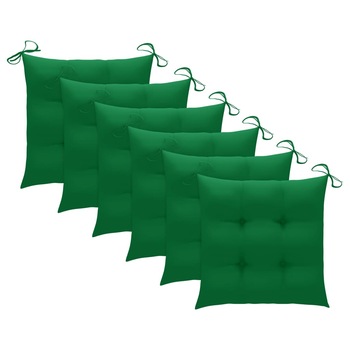 Set de 6 perne cu snur pentru scaun, vidaXL, Tesatura, 40 x 40 x 7 cm, Verde Set de 6 perne cu snur pentru scaun, vidaXL, Tesatura, 40 x 40 x 7 cm, Verde