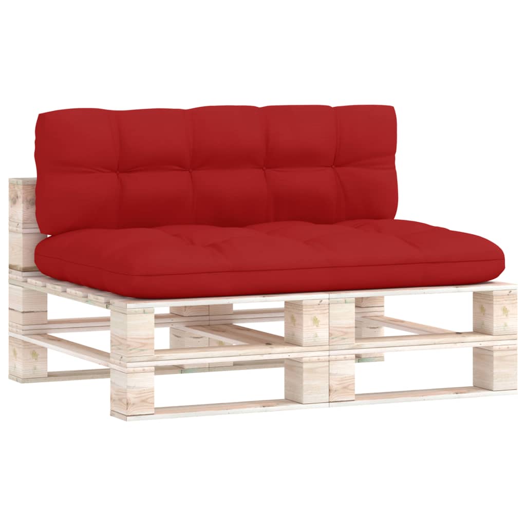 Set de 2 perne pentru canapea de gradina din paleti, vidaXL, Tesatura, 120 x 80 x 12 cm, Rosu