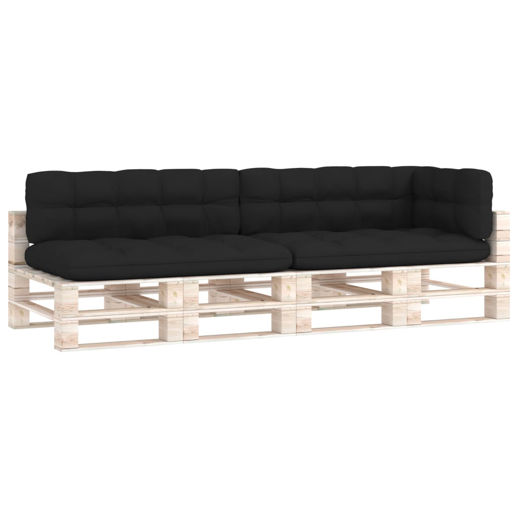 Set de 5 perne de canapea de gradina din paleti, vidaXL, Tesatura, 120 x 80 x 12 cm, Negru
