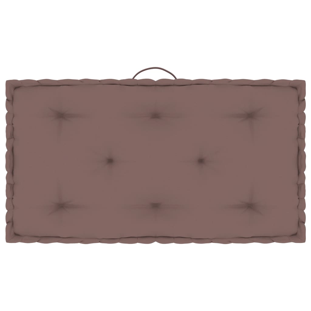 Perna de podea cu maner pentru canapea din paleti, vidaXL, Bumbac, 73 x 40 x 7 cm, Capucino