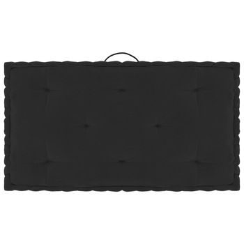 Perna de podea cu maner pentru canapea din paleti, vidaXL, Bumbac, 73 x 40 x 7 cm, Negru