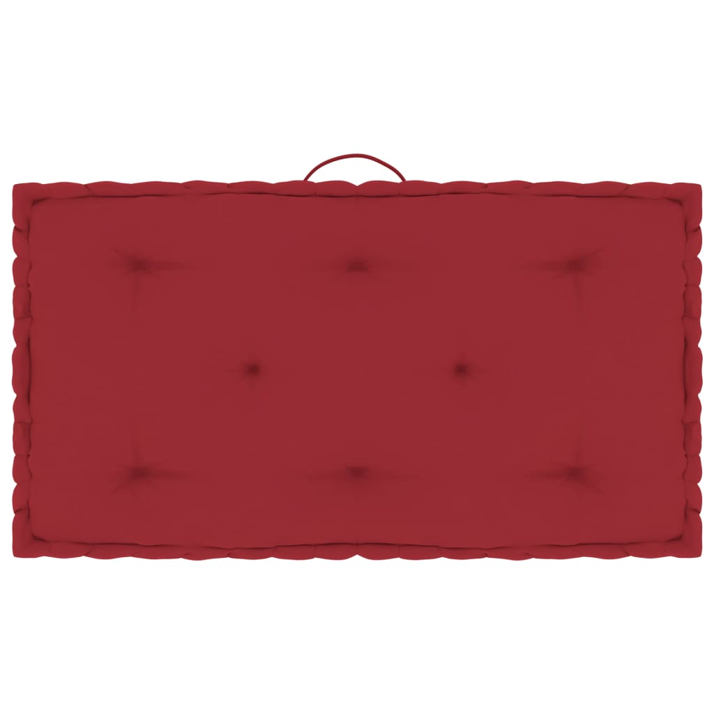 Perna de podea cu maner pentru canapea din paleti, vidaXL, Bumbac, 73 x 40 x 7 cm, Rosu