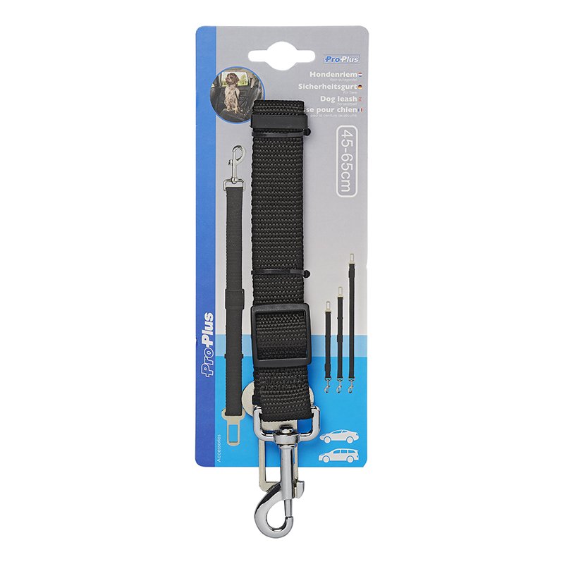 Lesa centura de siguranta auto pentru caini, pisici sau alte animale de companie, ProPlus, neagra, reglabila 45-65cm