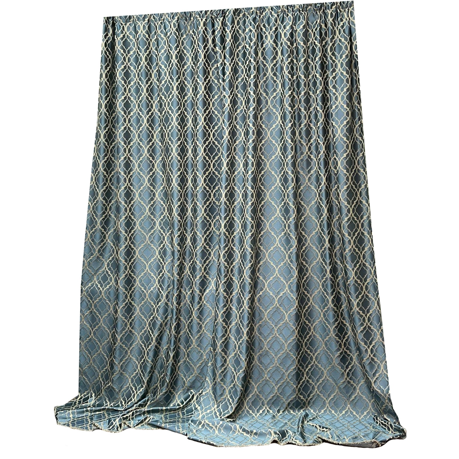 Set draperie jacquard bleu pastel/bej auriu 