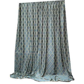 Set draperie jacquard bleu pastel/bej auriu  Set draperie jacquard bleu pastel/bej auriu