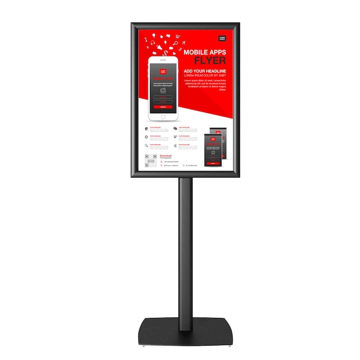 Panou Informativ JJ DISPLAYS, dimensiune print A2, afisare dubla fata, negru