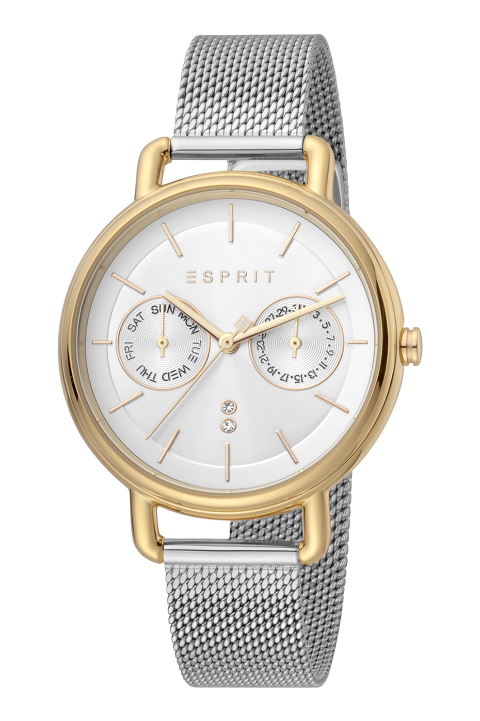 Esprit, Ceas cu functii multiple si bratara cu model plasa, Argintiu