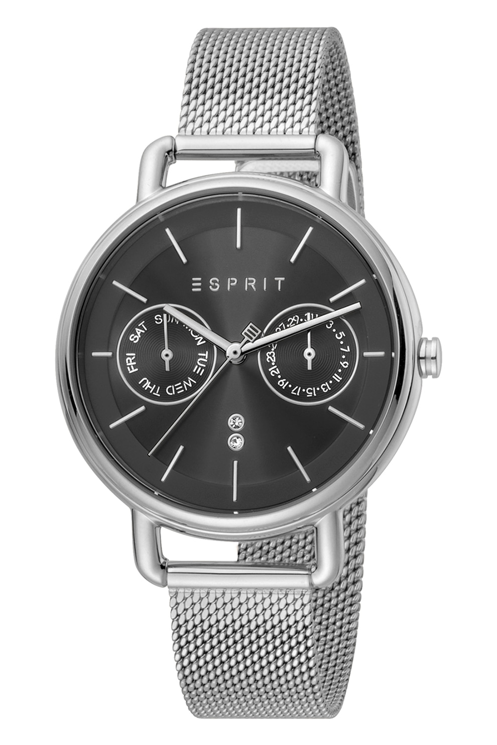 Esprit, Ceas cu functii multiple si bratara cu model plasa, Argintiu