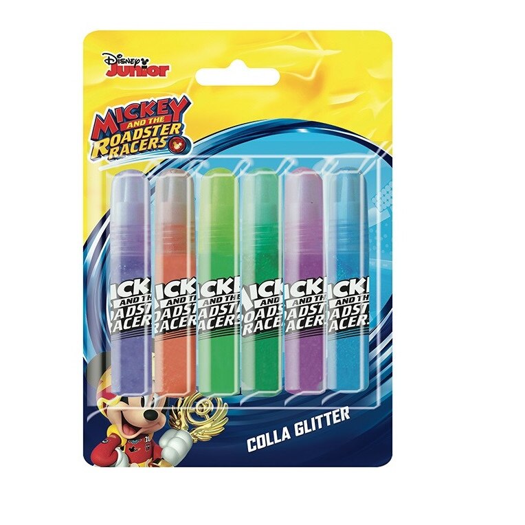 Lipici lichid Mickey Mouse, 10.5 ml/culoare, 6 culori glitter Multicolor