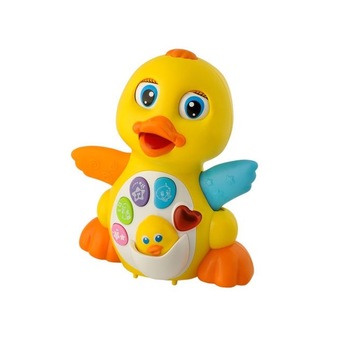 Jucarie interactiva Ratusca si puiul, cu sunete si lumini, plastic, multicolor Jucarie interactiva Ratusca si puiul, cu sunete si lumini, plastic, multicolor