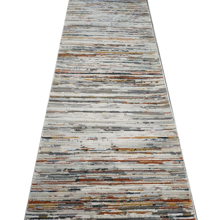 Covor traversa crem / gri / caramiziu 80x130 cm grosime 12 mm, greutate 2,3 kg/mp