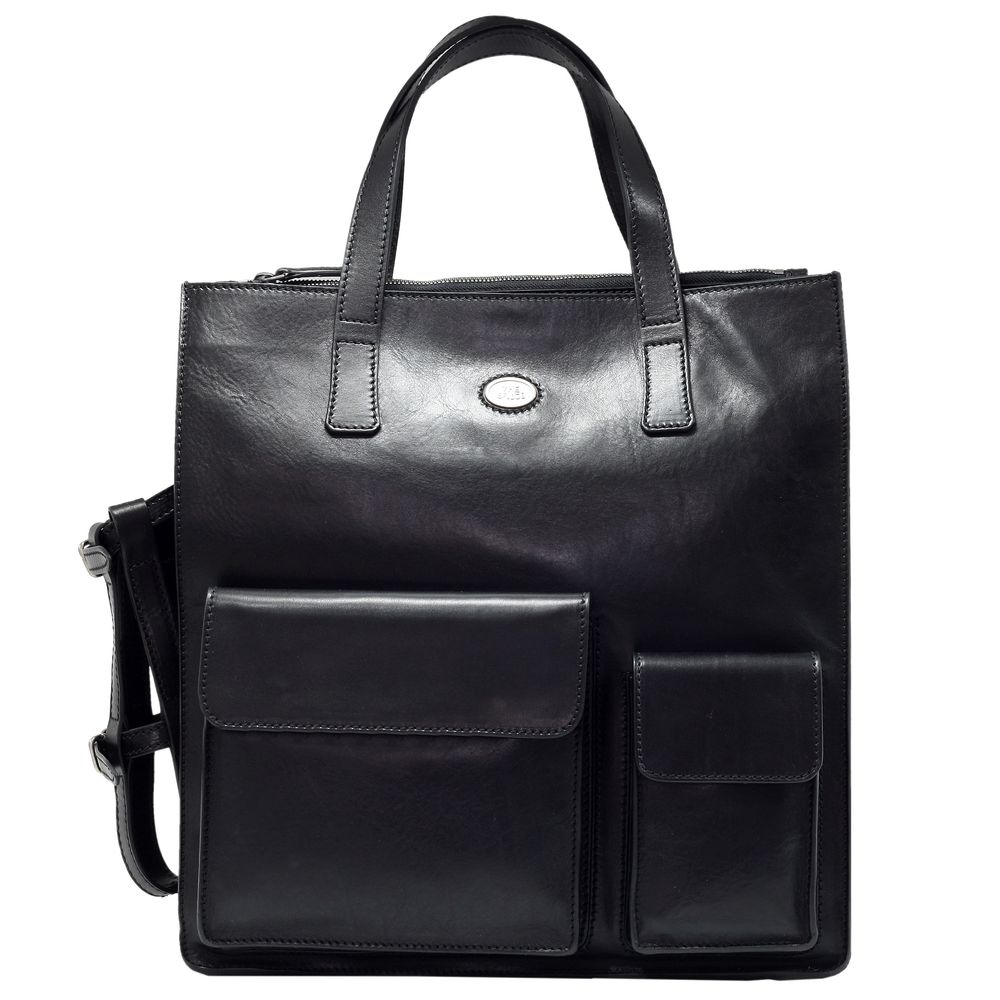 Geanta THE BRIDGE, port laptop, din piele naturala, neagra, 06355101, neagru