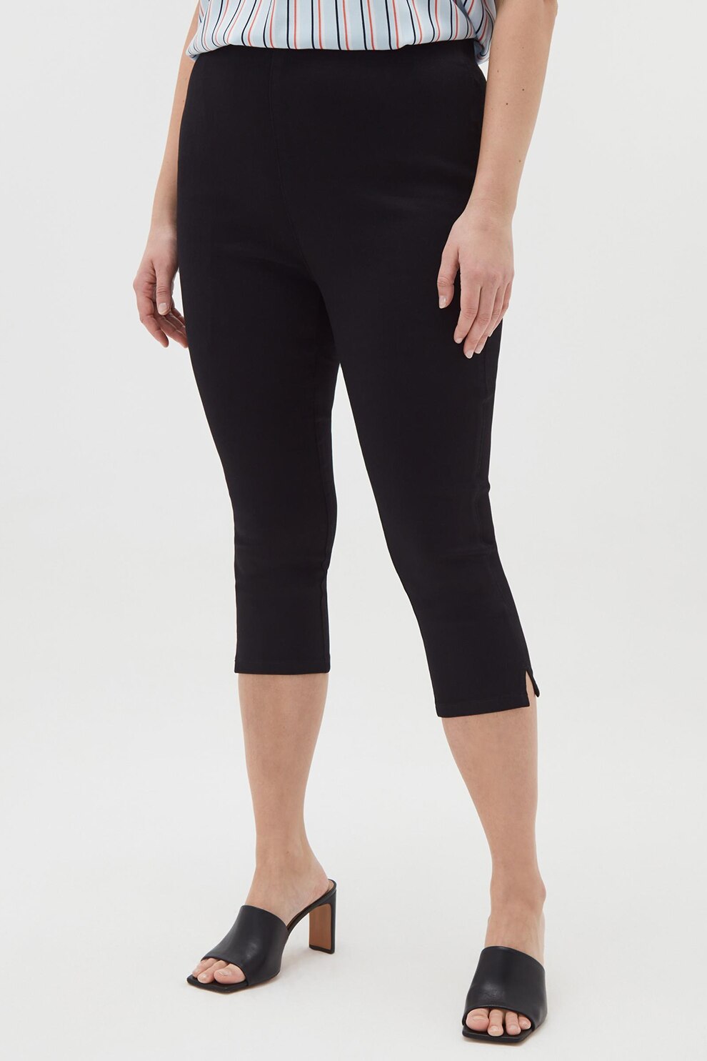 OVS, Pantaloni capri cu slituri laterale, Negru
