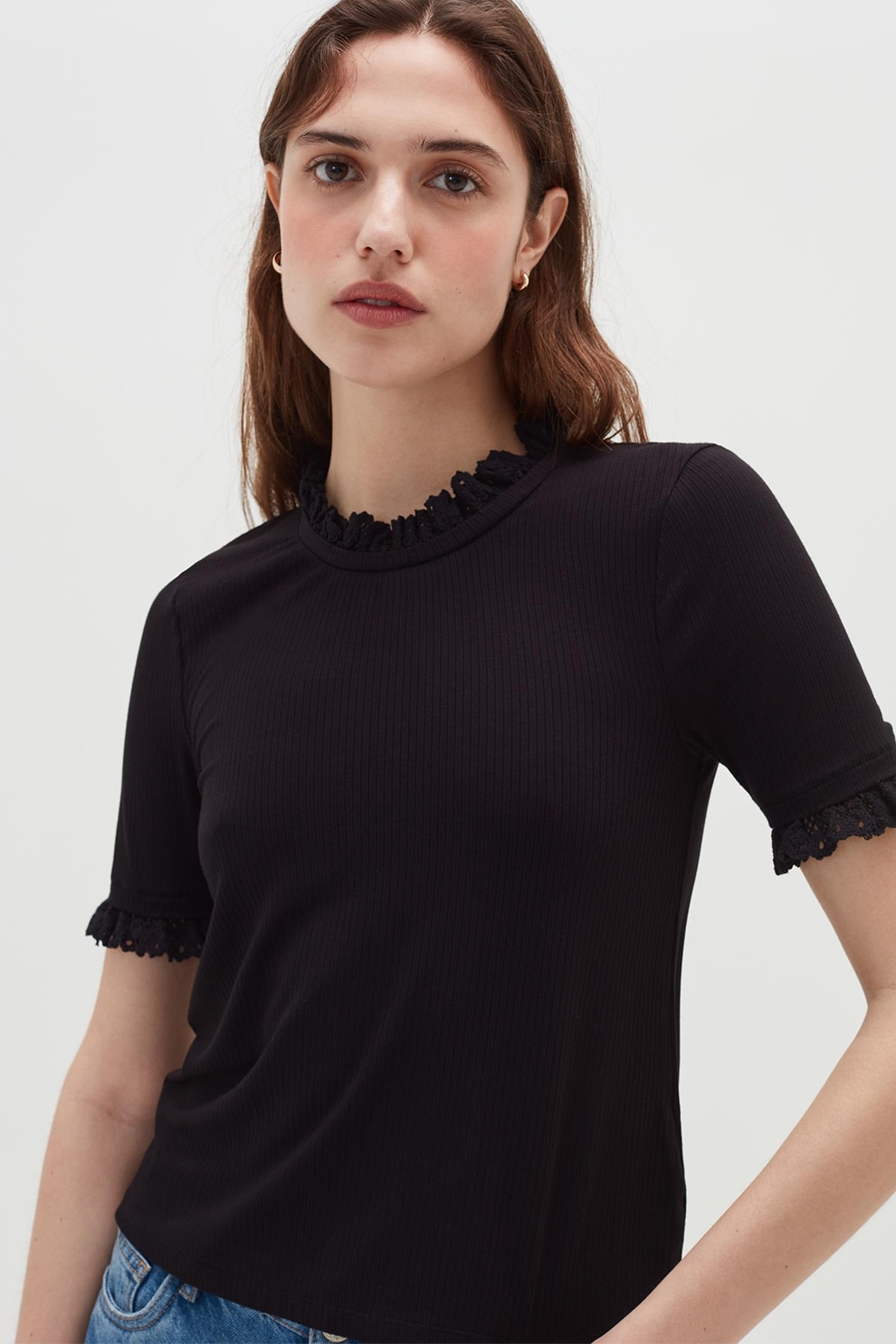 OVS, Tricou cu insertii tricotate, Negru