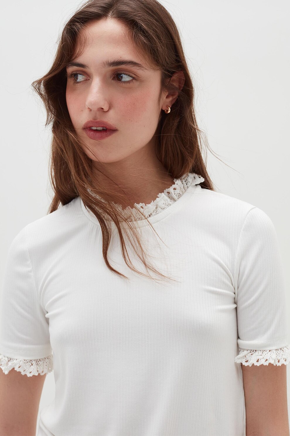 OVS, Tricou cu insertii tricotate, Alb