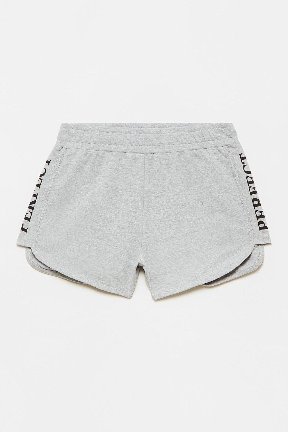 OVS, Pantaloni scurti cu benzi laterale cu imprimeu text, Gri melange