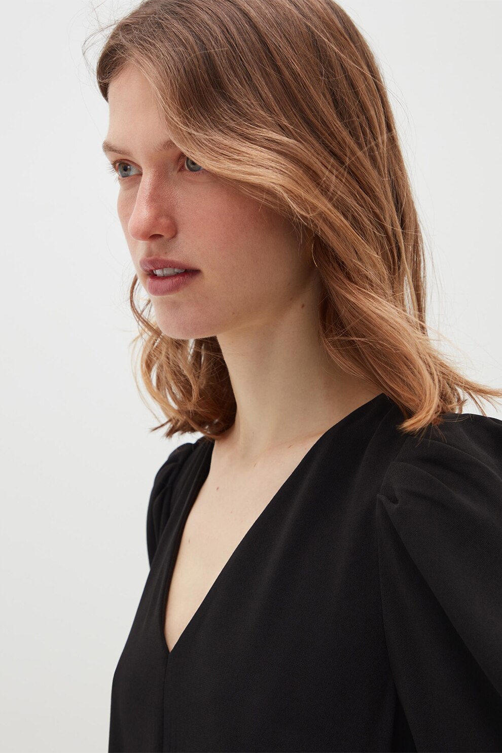 OVS, Rochie mini cu maneci bufante, Negru