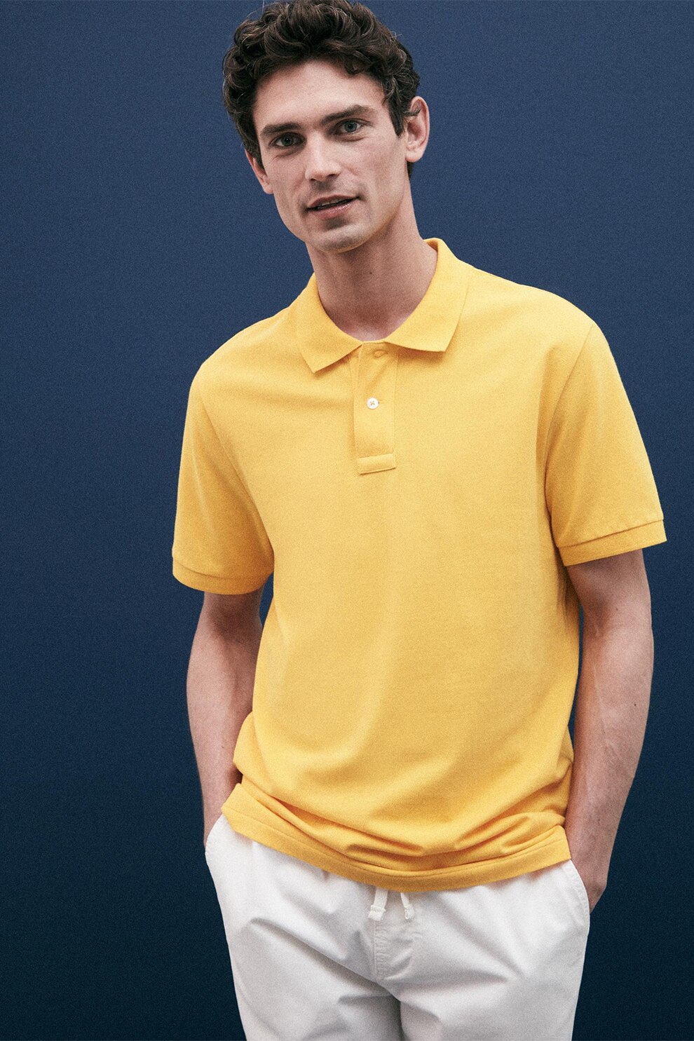 OVS, Tricou polo din material pique, Oranj pal