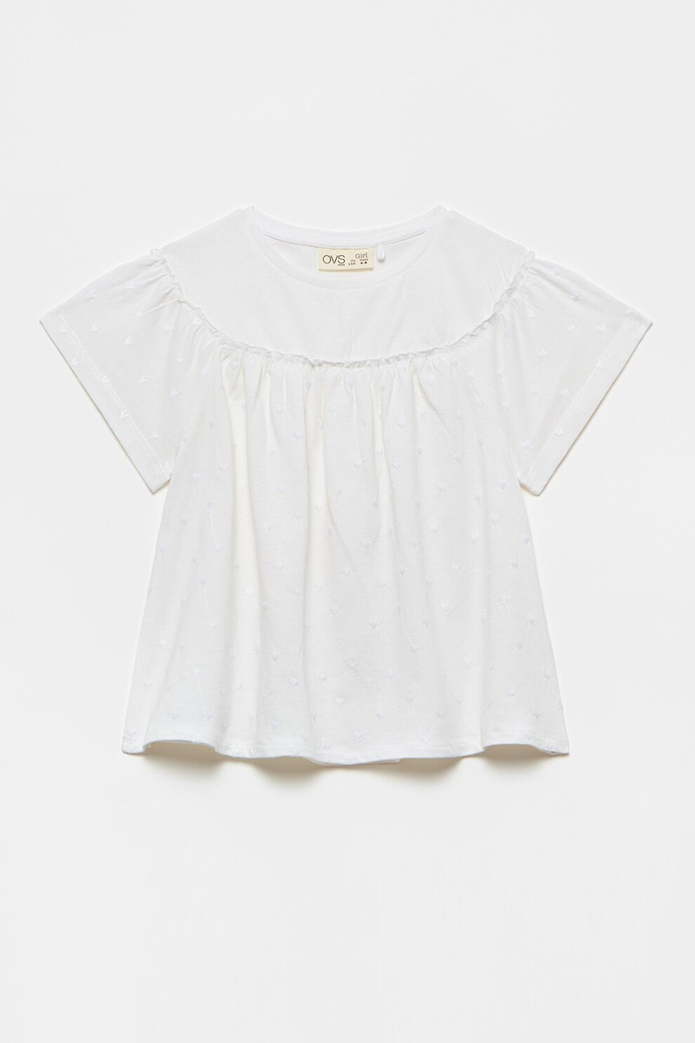 OVS, Bluza cu detalii brodate, Alb, 104 CM