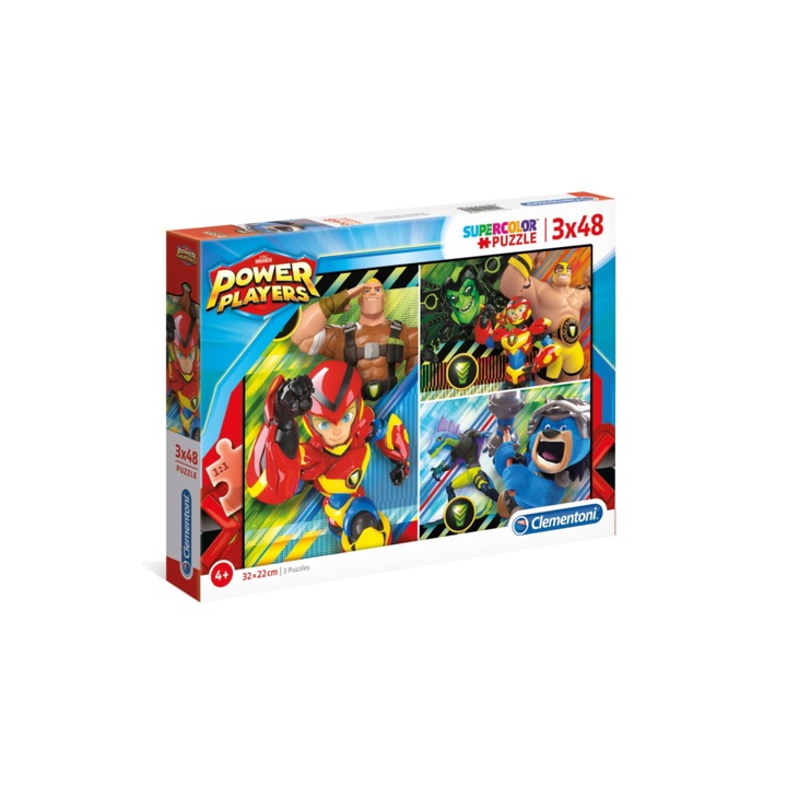 Clementoni 3 x 48 db-os Szuper Színes puzzle - Power Players (25258)