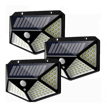 Set 3 lampi solare de perete cu 100 LED-uri si senzor de miscare, BK-100 Set 3 lampi solare de perete cu 100 LED-uri si senzor de miscare, BK-100