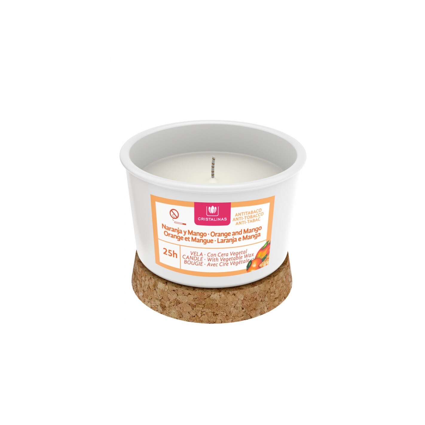 Lumanare ceara vegetala Gelatto Portocale si mango - antitabac 25 ore