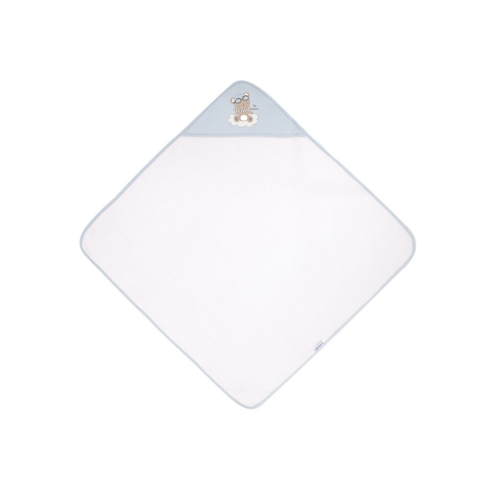 Prosop cu gluga din bumbac 100% 90x90cm KikkaBoo Dreamy Flight Blue