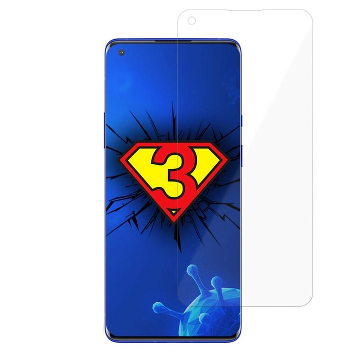 3MK SilverProtection + képernyővédő fólia, OnePlus 9-hez, ezüst védelem +, gél felvitel, átlátszóság