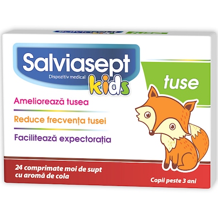 Salviasept KIDS tuse, Zdrovit, 24 comprimate moi de supt
