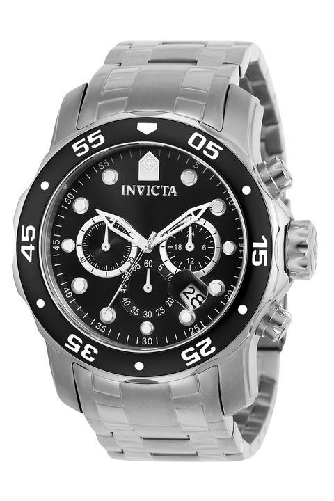 Invicta, Иноксов часовник Pro Diver с хронограф, Сребрист / Черен