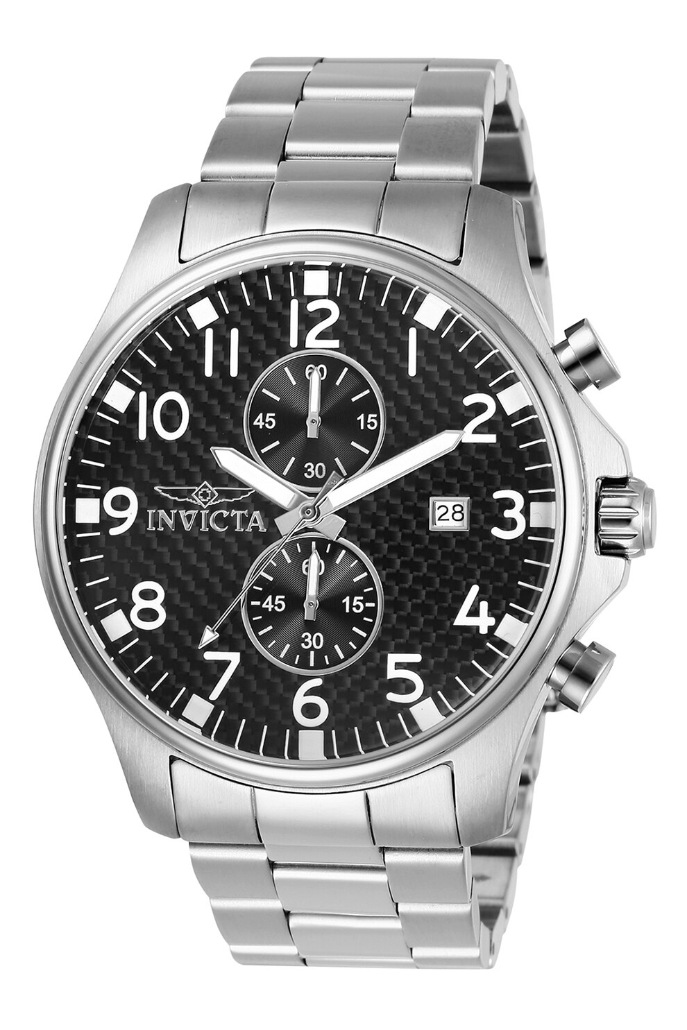 Invicta, Ceas cronograf de otel inoxidabil, Argintiu/Negru