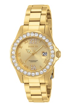 Invicta, Ceas cu bratara metalica si cristale zirconia, Auriu Invicta, Ceas cu bratara metalica si cristale zirconia, Auriu