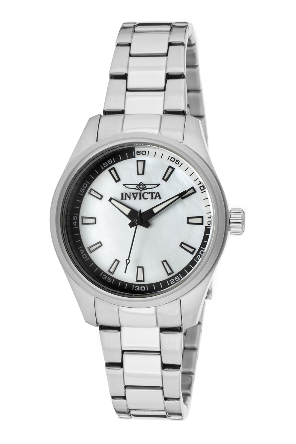 Invicta, ceas de otel inoxidabil cu logo, Argintiu