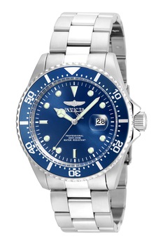 Invicta, Ceas analog cu bratara metalica, Argintiu/Albastru Invicta, Ceas analog cu bratara metalica, Argintiu/Albastru