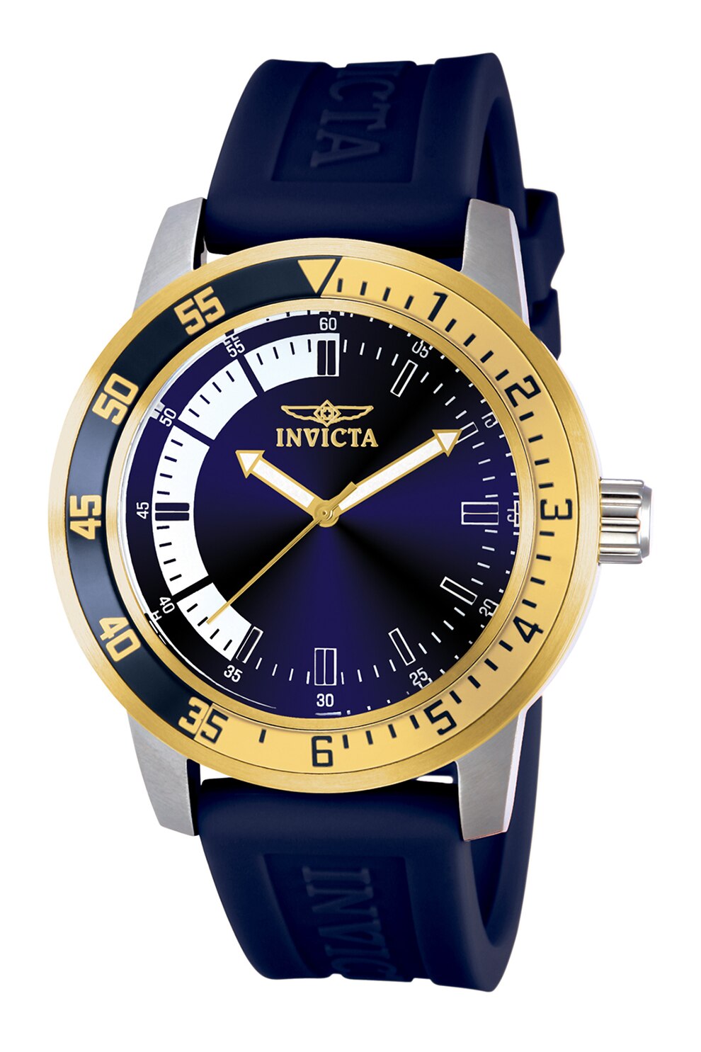 Invicta, Ceas quartz cu o curea de piele ecologica, Bleumarin/Argintiu