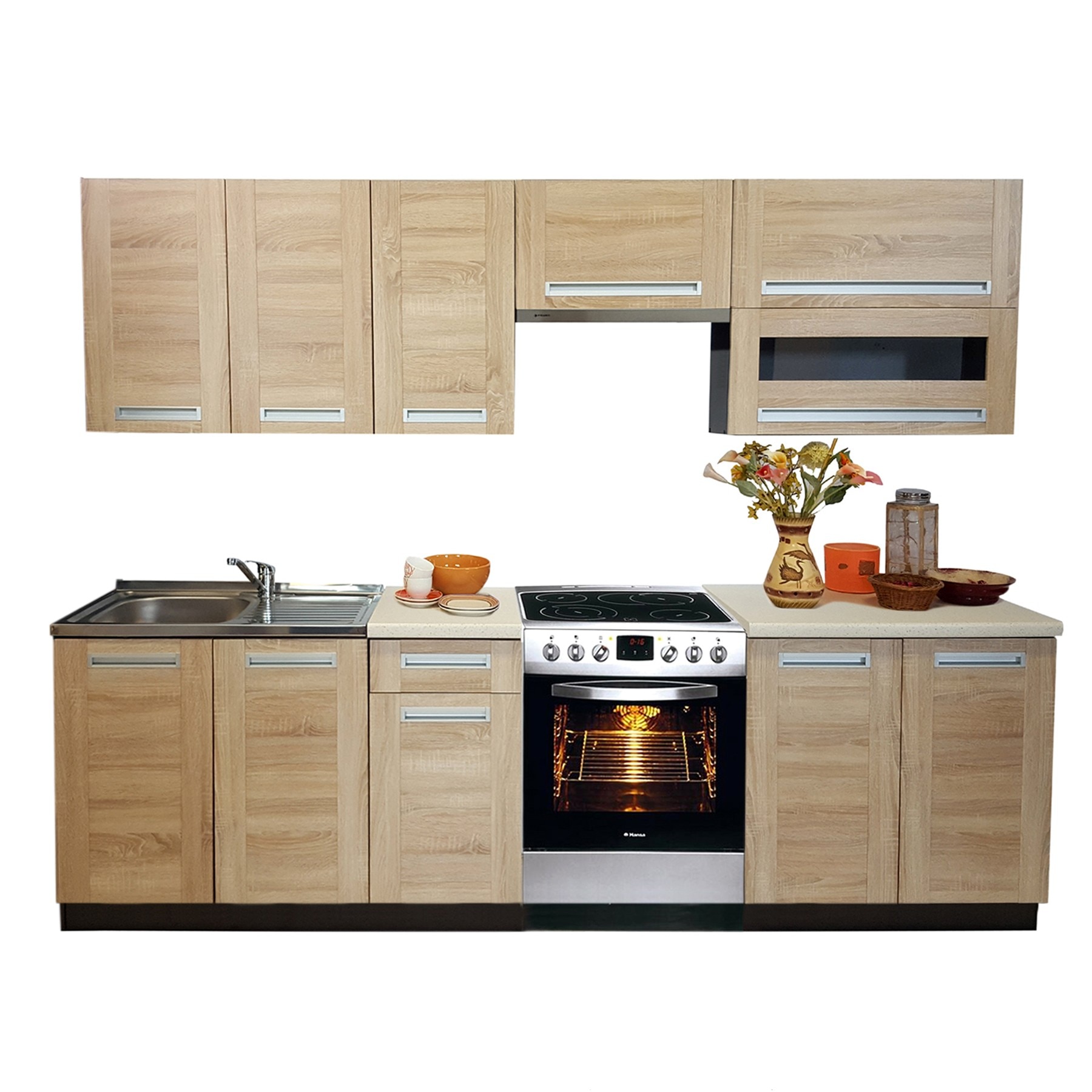 Set Bucatarie Pesen2 A, Stejar Sonoma, 260 x 208 x 60 cm