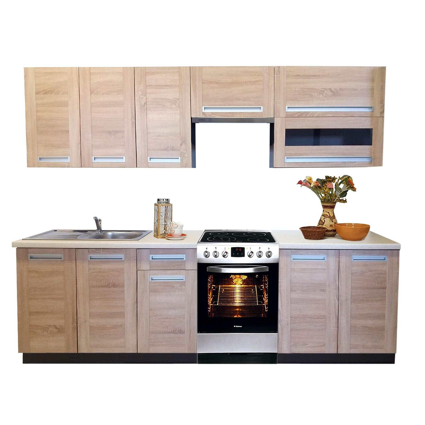 Set Bucatarie Pesen2 B, Stejar Sonoma, 260 x 208 x 60 cm