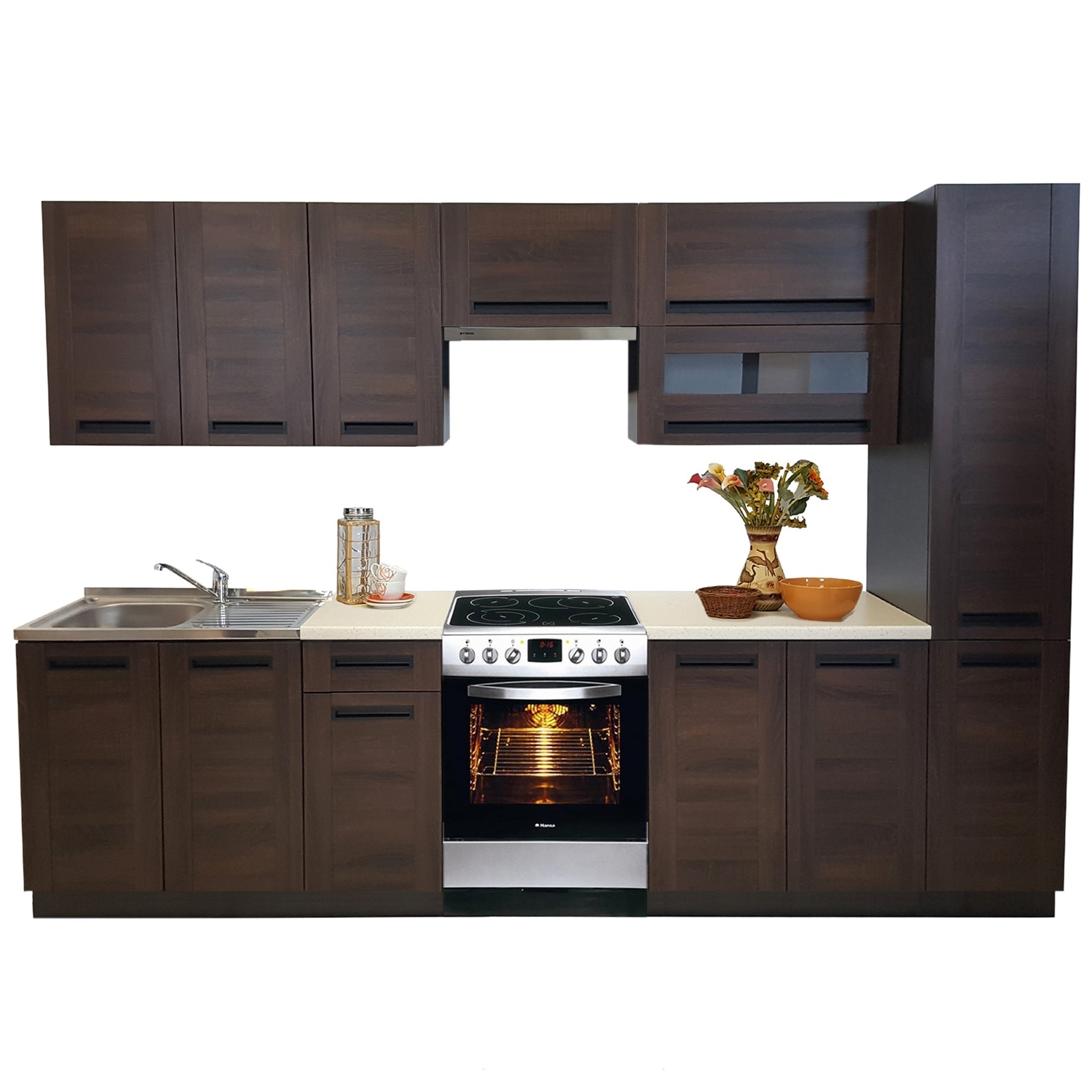 Set Bucatarie Pesen2 3A1, Stejar Sonoma Braz, 300 x 208 x 60 cm