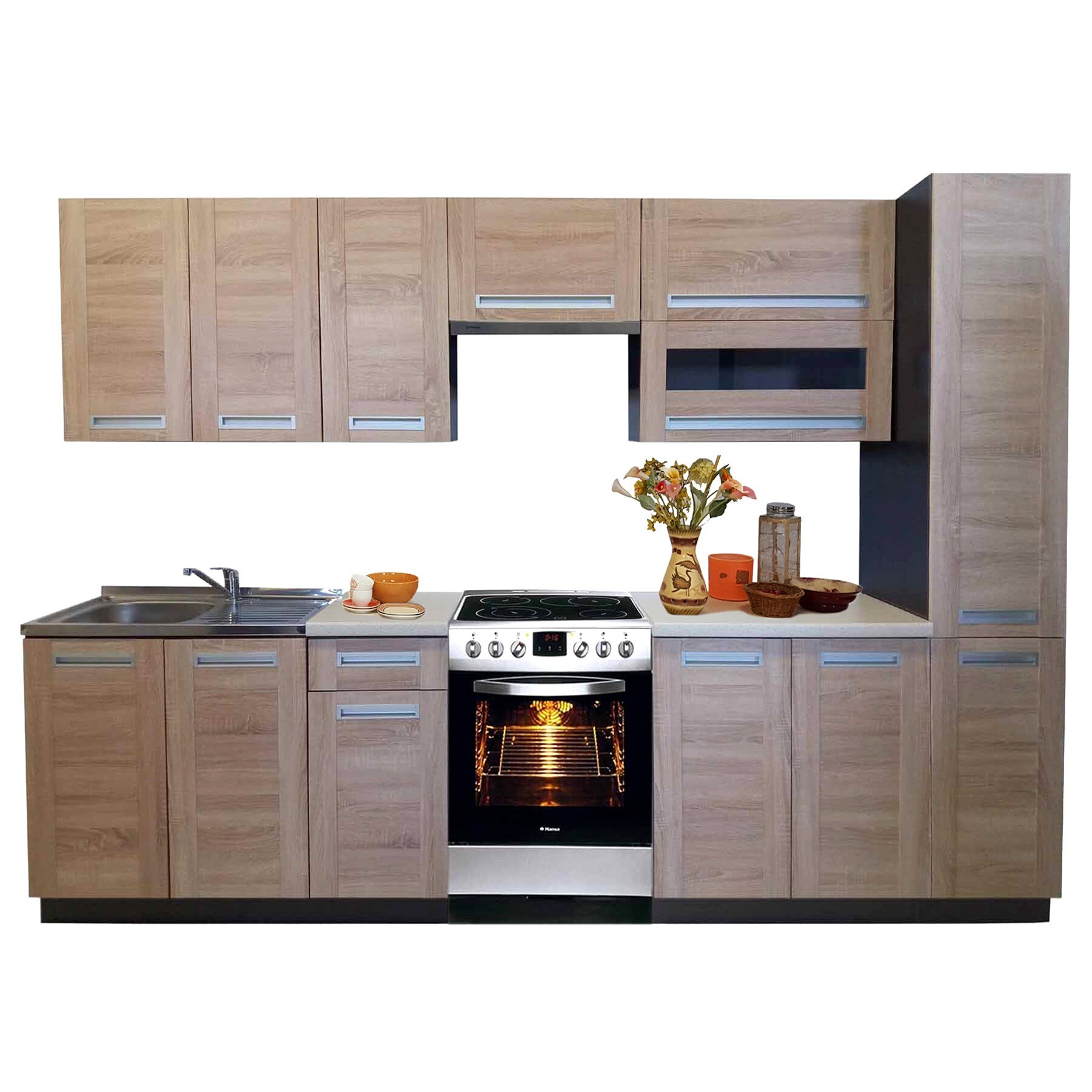 Set Bucatarie Pesen2 3A1, Stejar Sonoma, 300 x 208 x 60 cm