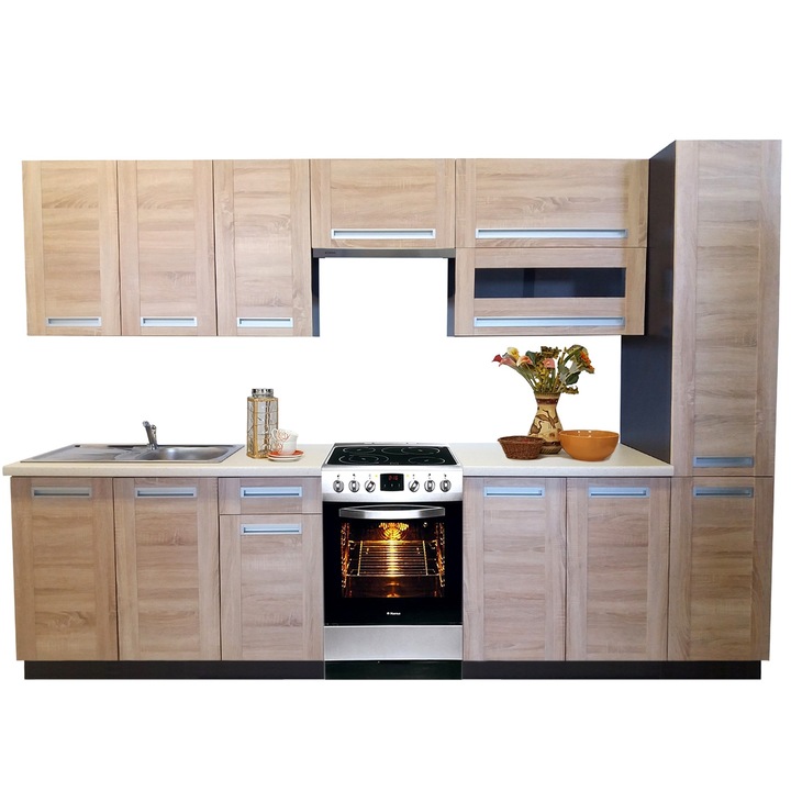 Set Bucatarie Pesen2 3B2, Stejar Sonoma, 300 x 208 x 60 cm