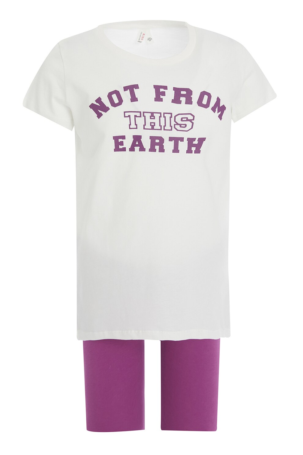 DeFacto, Pijama cu imprimeu text, Alb/Roz fandango