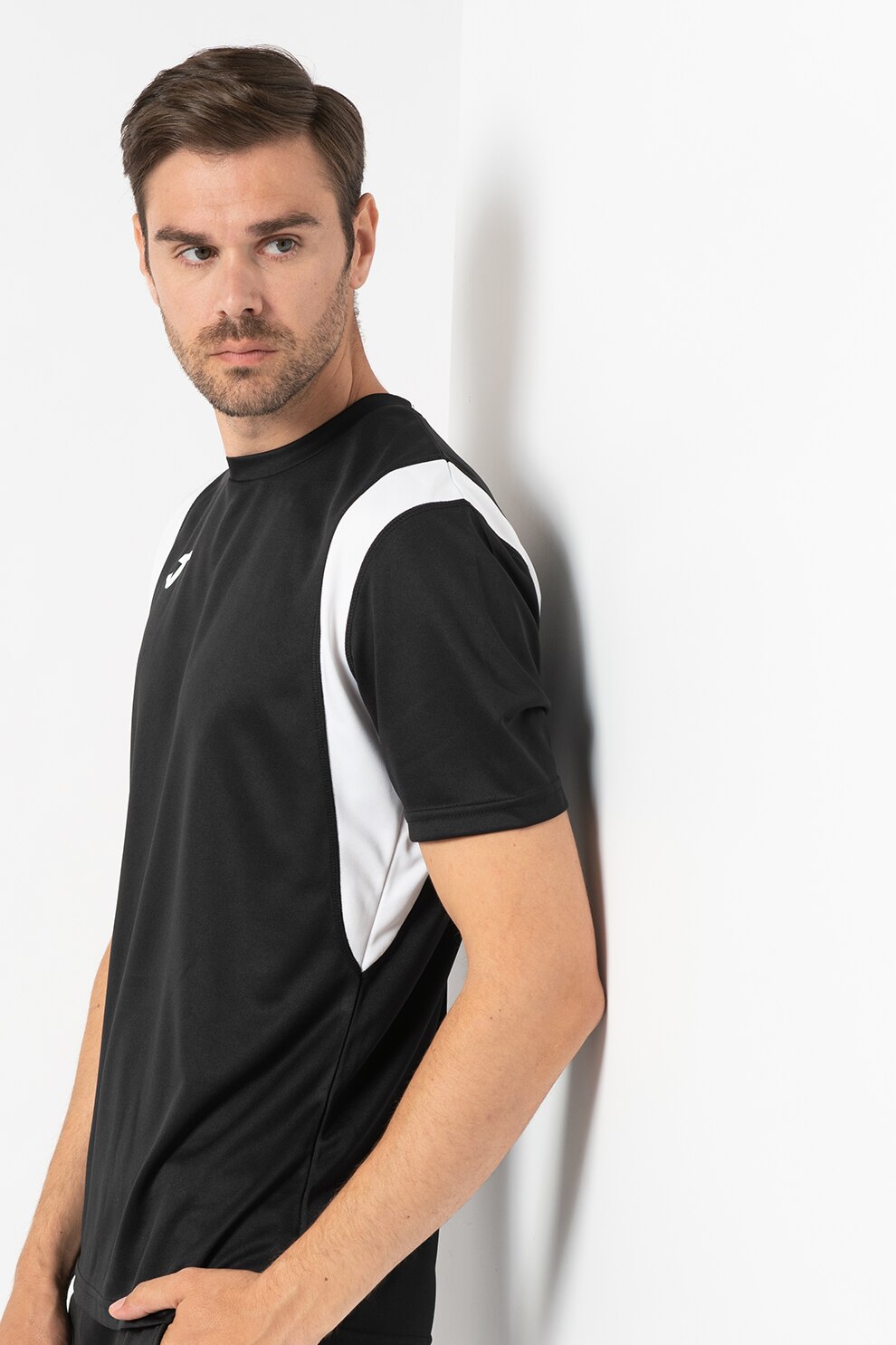 Joma, Tricou cu segmente contrastante pentru handbal Dinamo, Negru/Alb