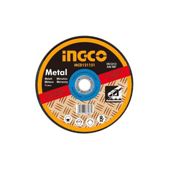 Disc Abraziv Metal, Ingco MGD601251, 125 x 6 x 22.2 mm