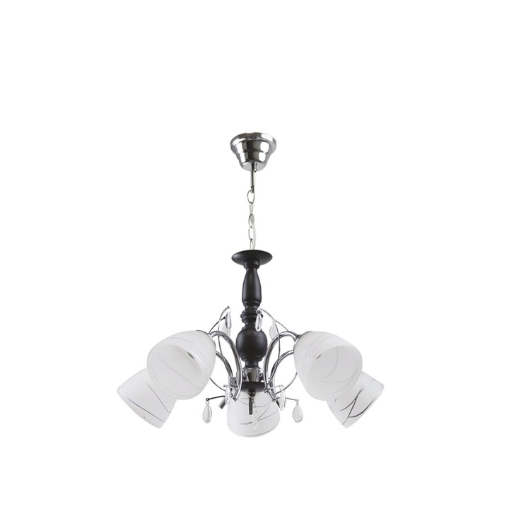 Candelabru Erste Memphis 5 x 60W Max E27 EL0034043 Culoare Negru Crom