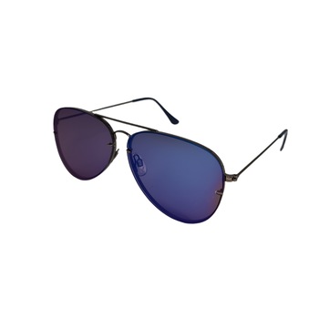 Ochelari de soare model Aviator plat, Q3002, unisex, oglinda, albastru