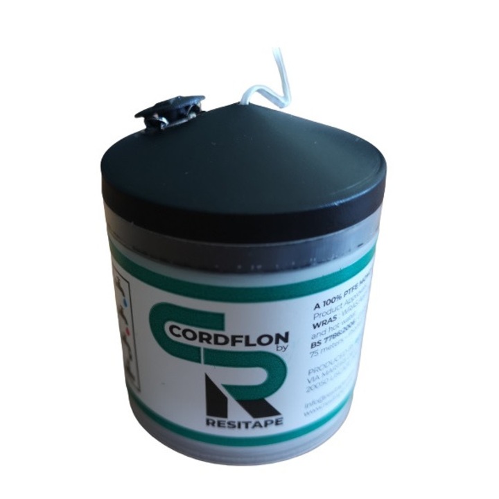 Fir Monofilament din Teflon pentru etansarea filetelor, Cordflon, Resitape, Alb, 75m