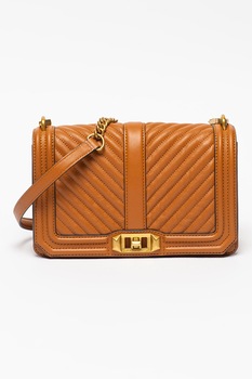 Rebecca Minkoff, Geanta de piele cu bareta de umar si aspect matlasat Chevron, Scortisoara Rebecca Minkoff, Geanta de piele cu bareta de umar si aspect matlasat Chevron, Scortisoara