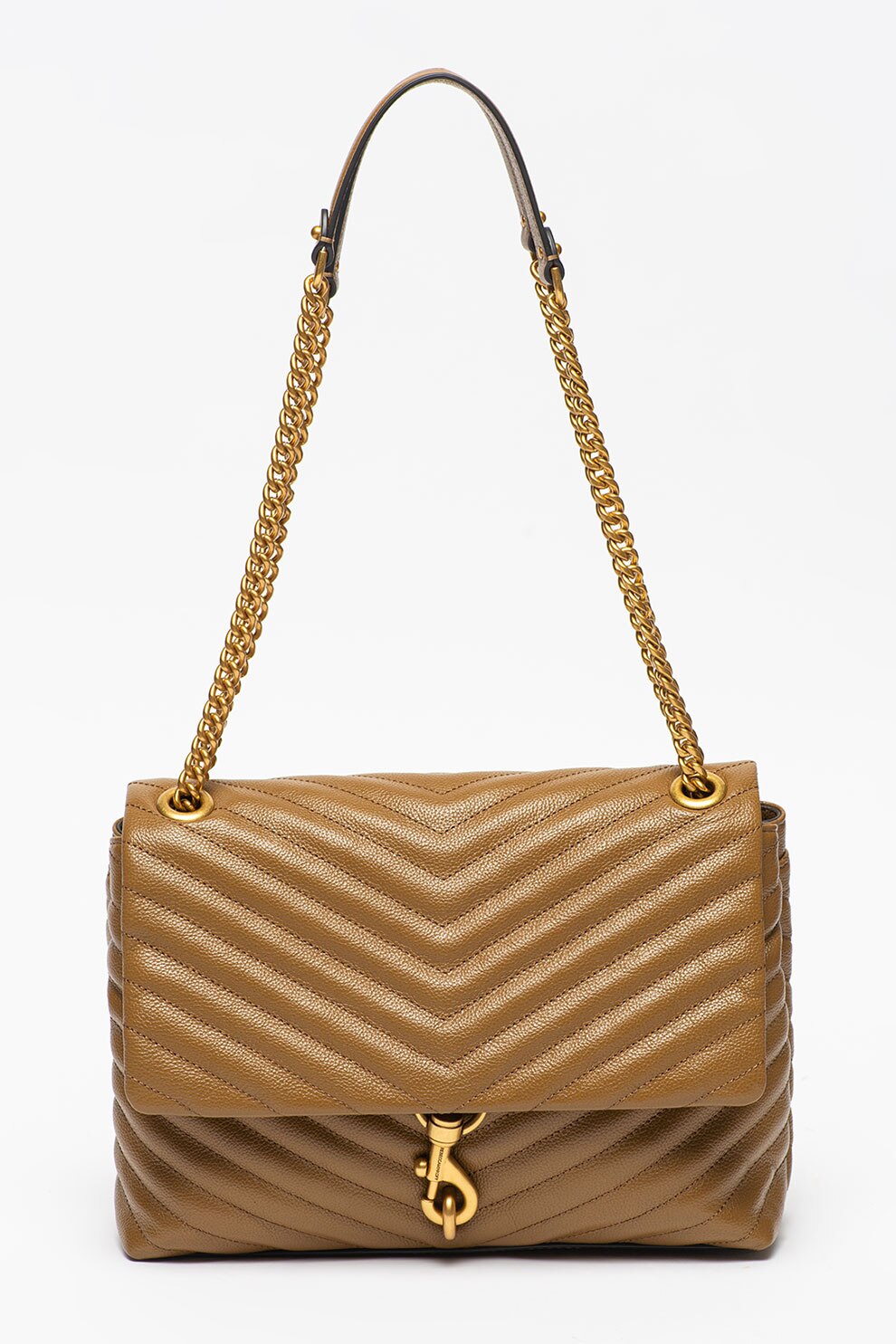 Rebecca Minkoff, Geanta de piele cu bareta de umar si clapa Edie, Verde oliv