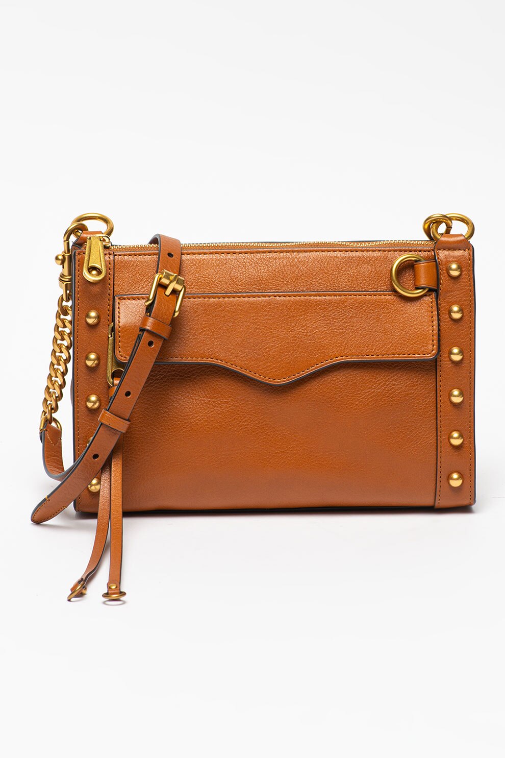 Rebecca Minkoff, Geanta crossbody de piele cu tinte M.A.B, Maro caramel