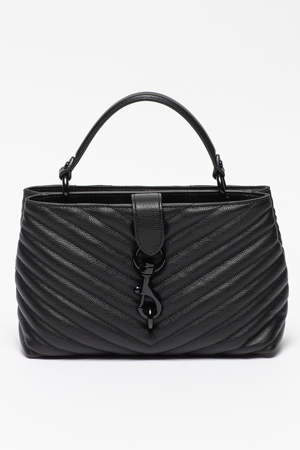 Rebecca Minkoff, Geanta de piele cu bareta de umar si aspect matlasat Edie, Negru